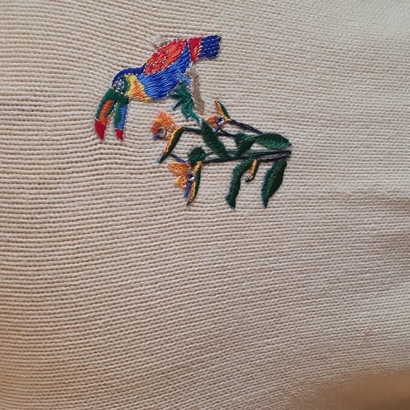 Parrots Tropical sweater Parrots Tia Designs yellow cardigan  size Extra Large - Picture 8 of 10